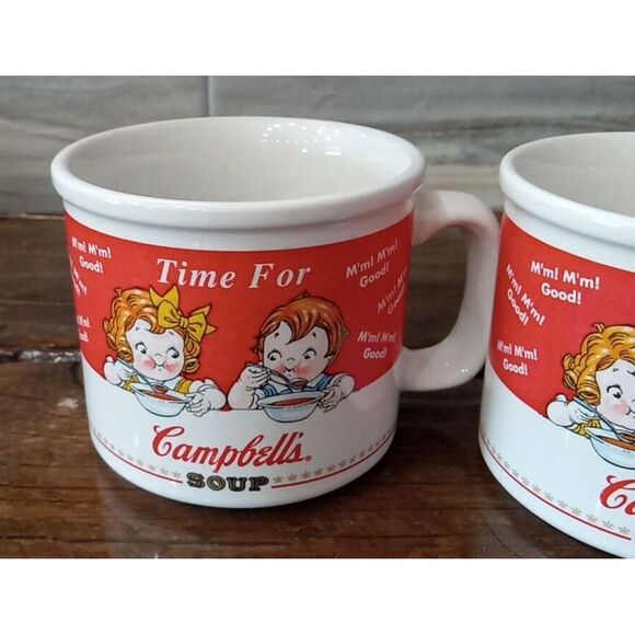 Campbell's Soup Mugs 2 Cups "Time For" 14 oz. 1998 Houston Harvest VTG GC Fall - Picture 3 of 7